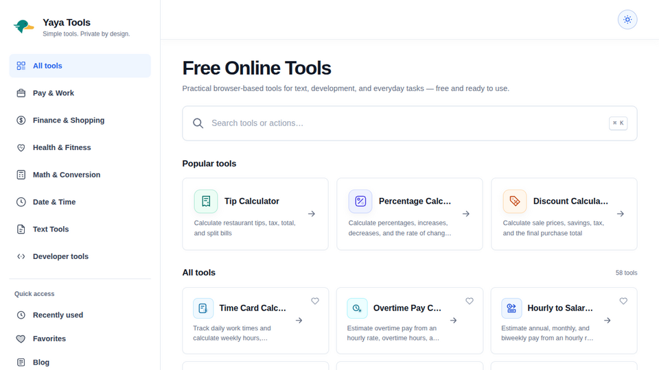 Screenshot of Yaya Tools