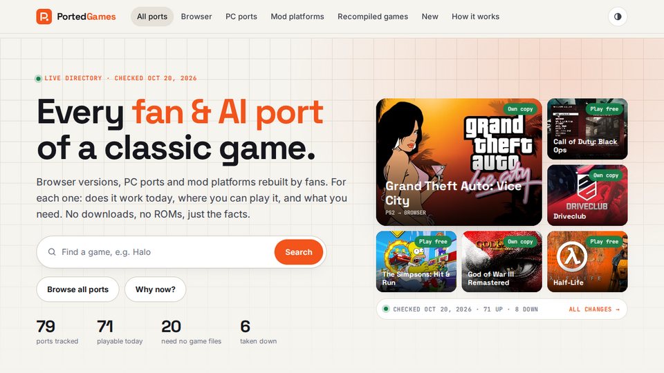 Screenshot of PortedGames