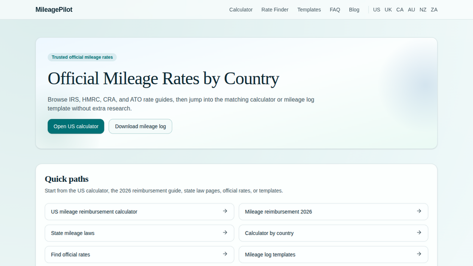 Screenshot of MileagePilot