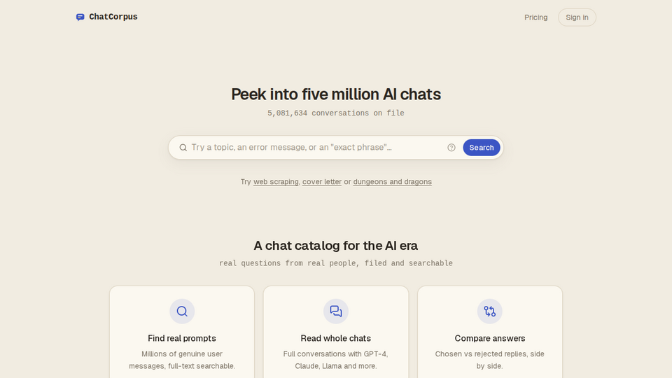Screenshot of ChatCorpus