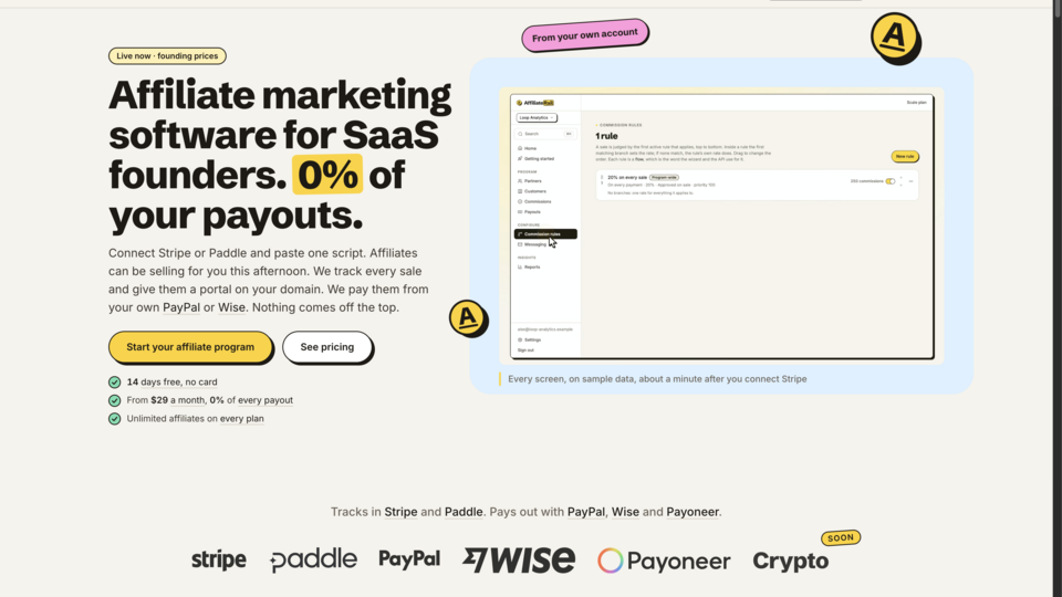 Screenshot of AffiliateRail