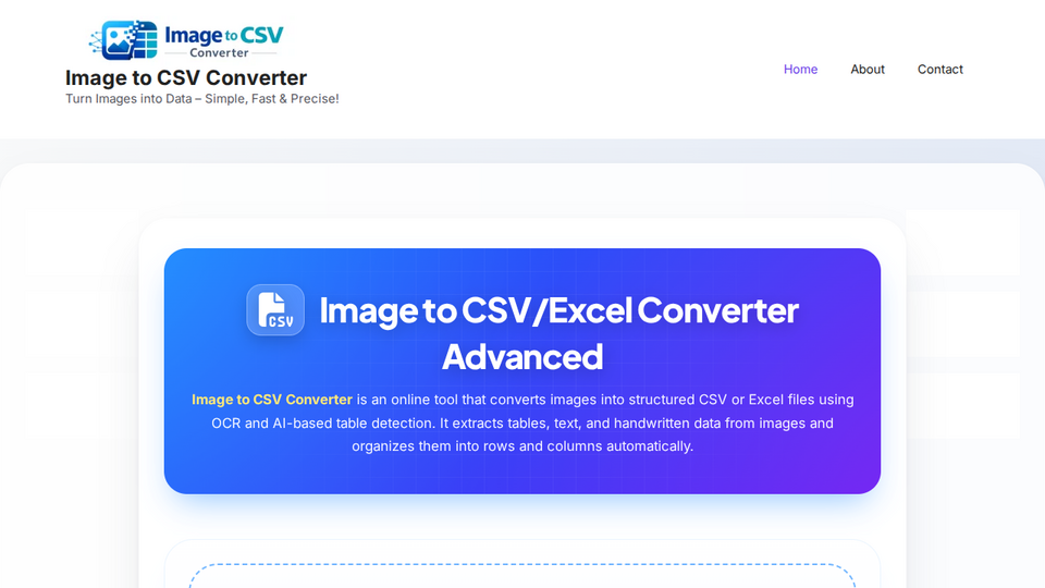Screenshot of ImageToCSV