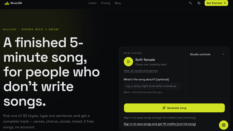 Screenshot of Music3AI