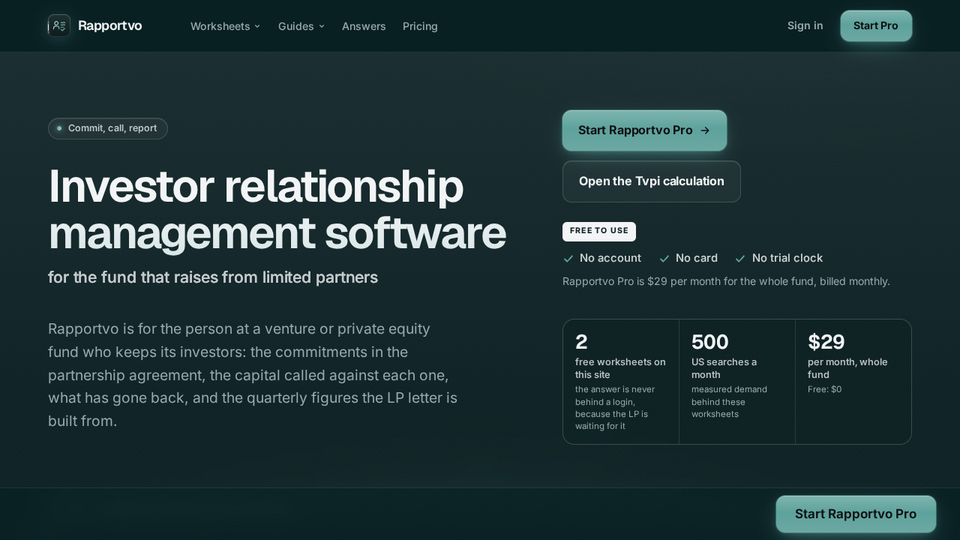 Screenshot of Rapportvo
