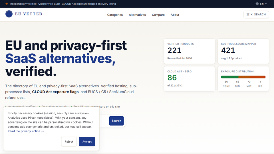 Screenshot of EU Vetted