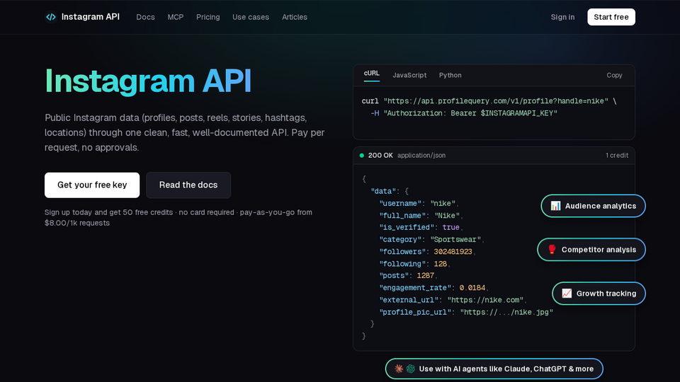 Screenshot of ProfileQuery