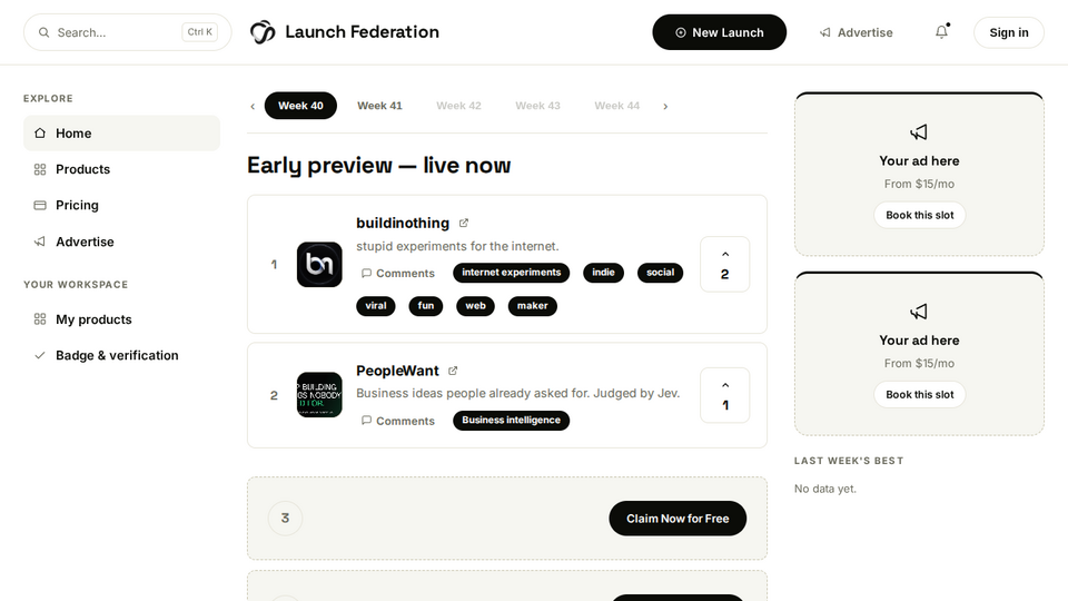 Screenshot of Launch Federation