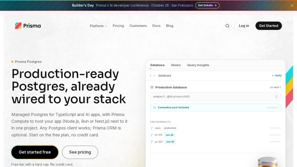 Screenshot of Prisma Postgres