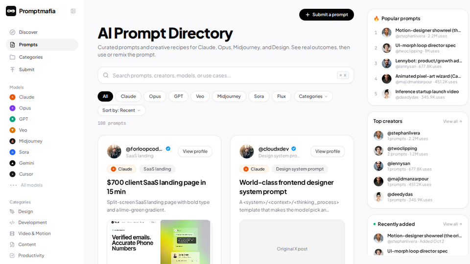 Screenshot of PromptMafia