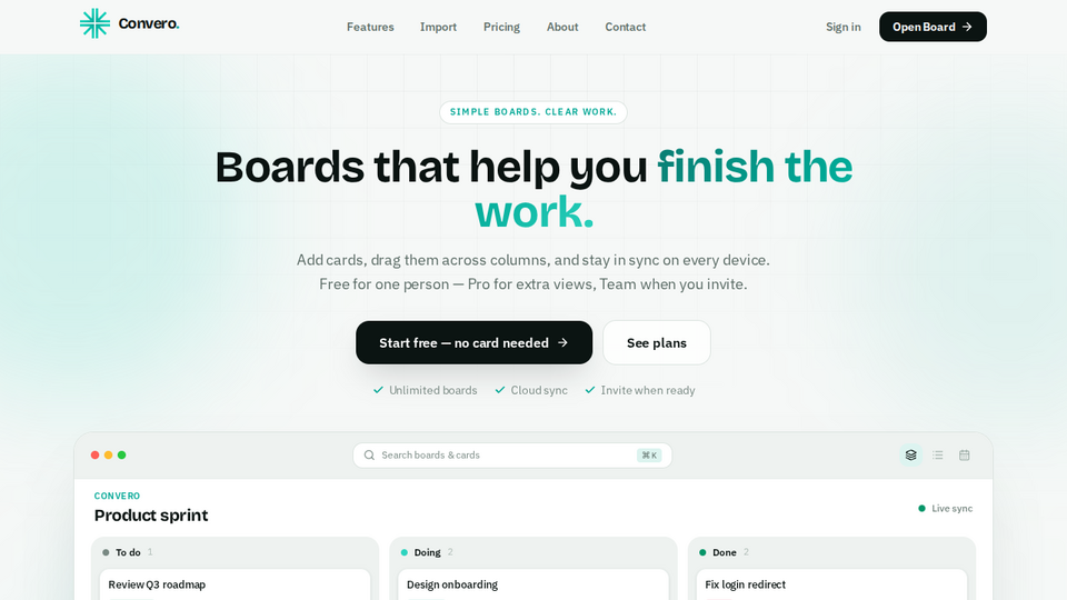 Screenshot of Convero