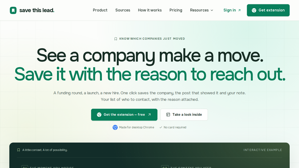 Screenshot of Save This Lead
