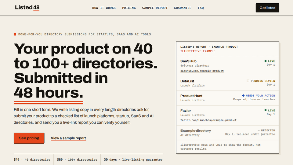 Screenshot of Listed48