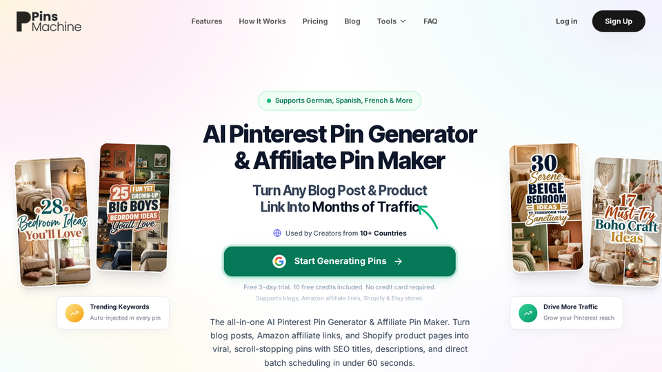 Screenshot of PinsMachine