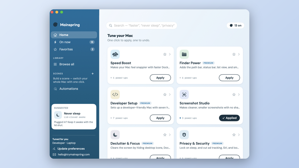 Screenshot of Mainspring