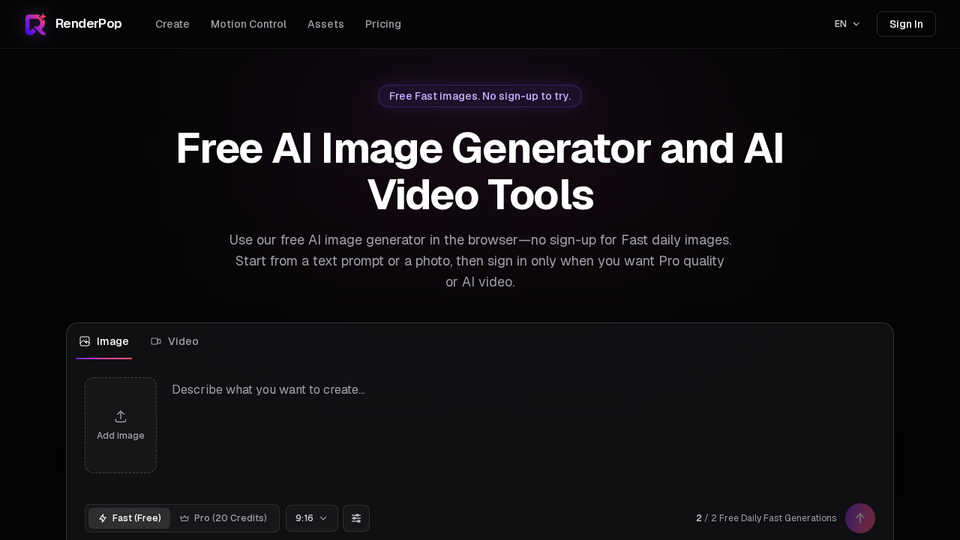 Screenshot of RenderPop