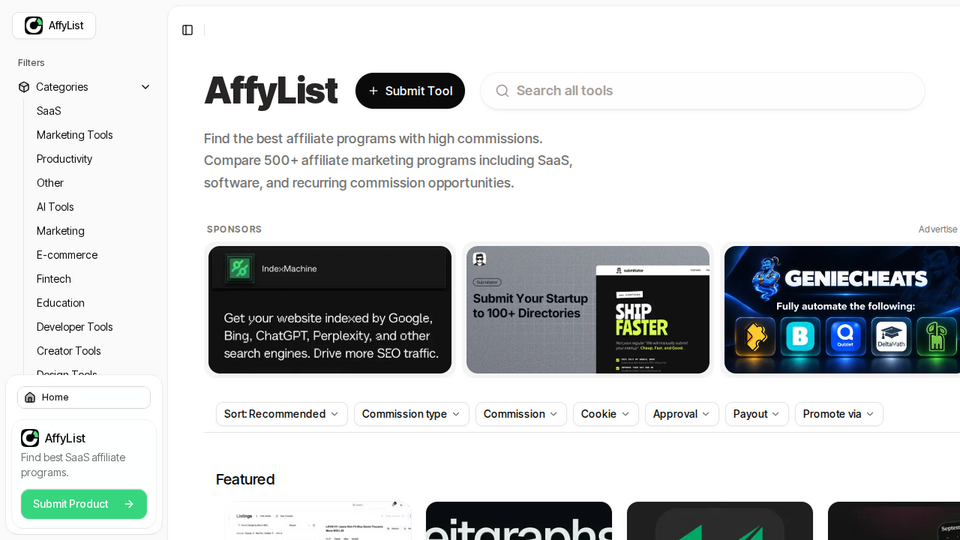 Screenshot of AffyList