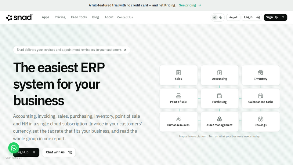 Screenshot of snad ERP