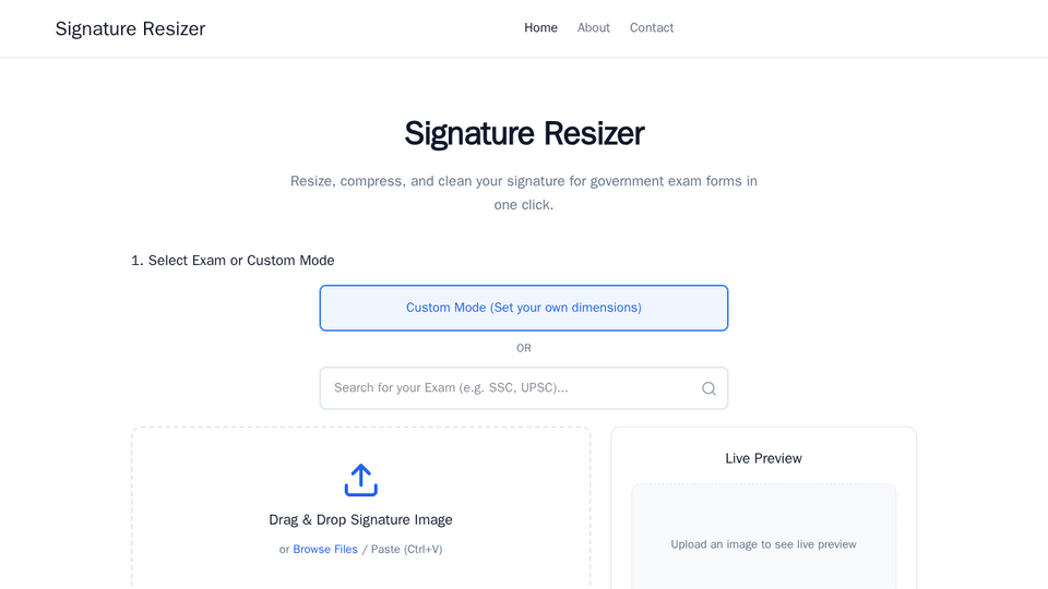 Screenshot of Signature Resizer