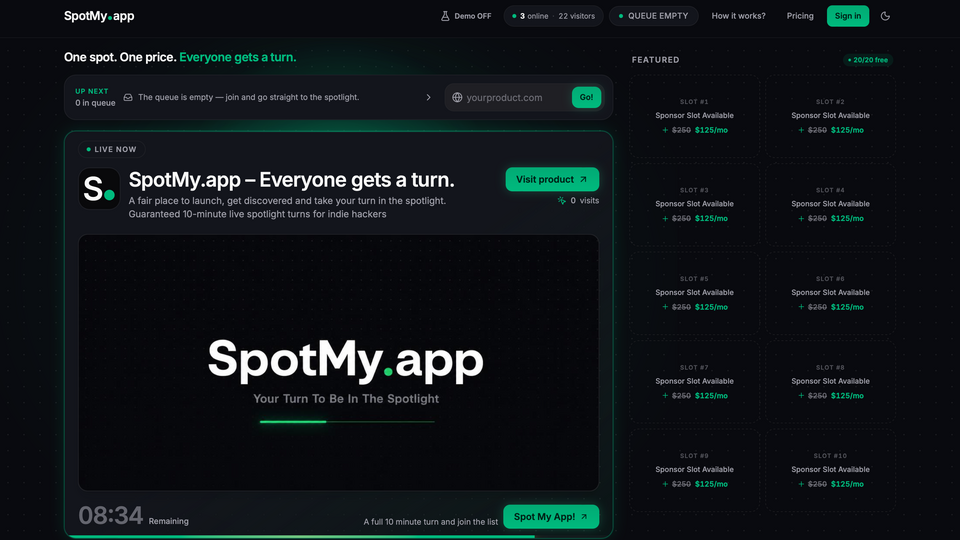 Screenshot of SpotMy.app
