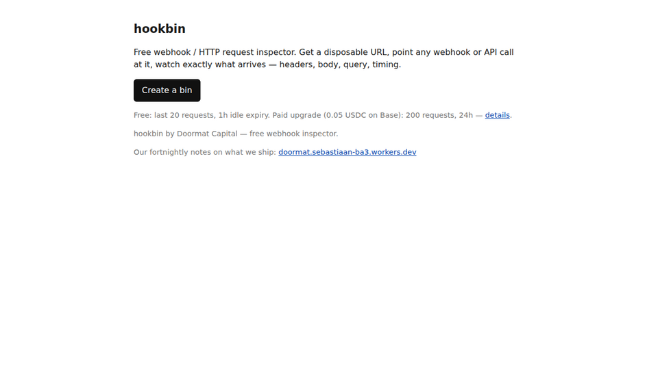 Screenshot of hookbin