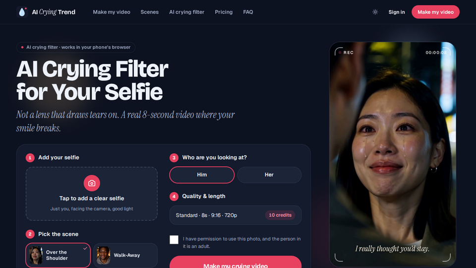 Screenshot of AI Crying Trend