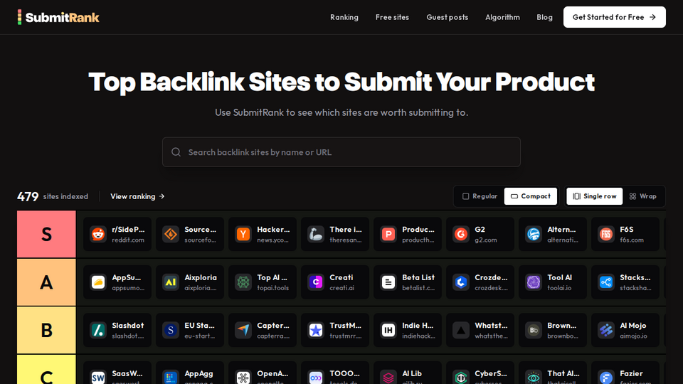 Screenshot of SubmitRank