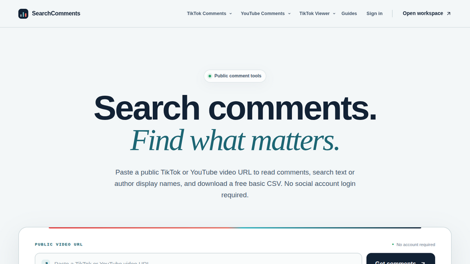 Screenshot of SearchComments