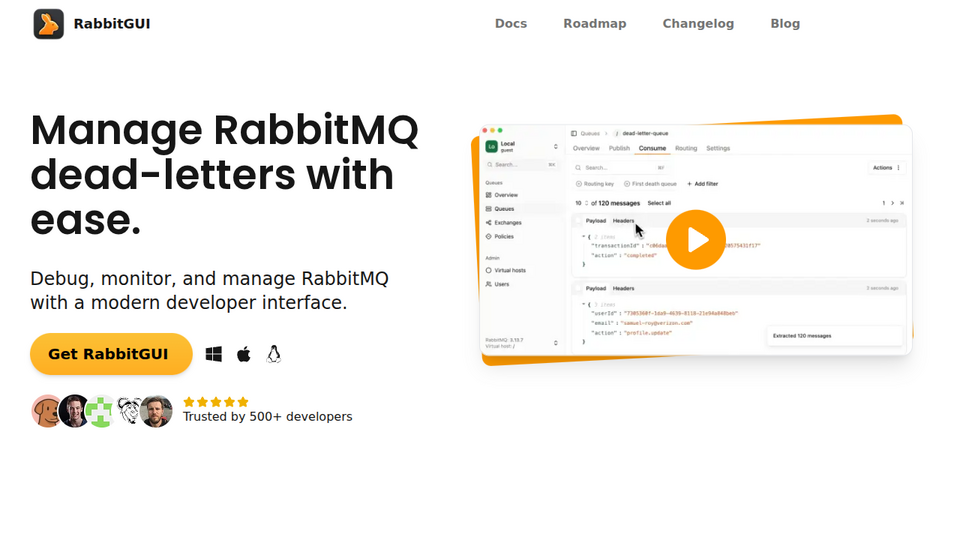 Screenshot of RabbitGUI