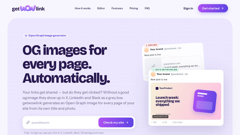 Screenshot of getwowlink