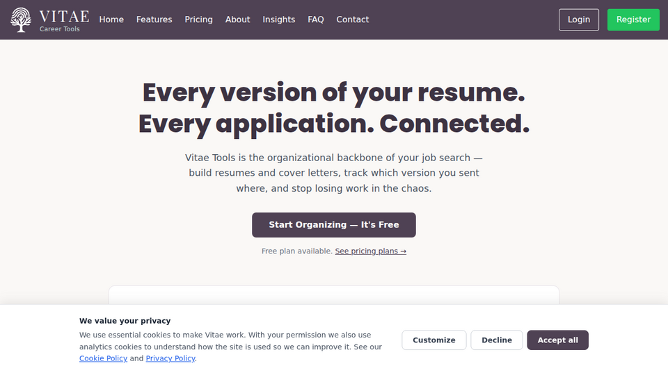 Screenshot of Vitae Tools