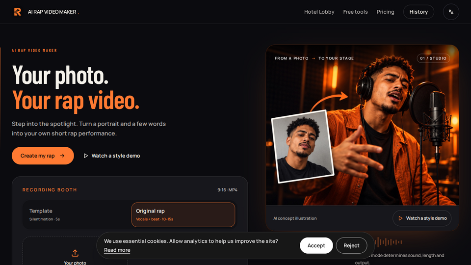 Screenshot of AI Rap Video Maker