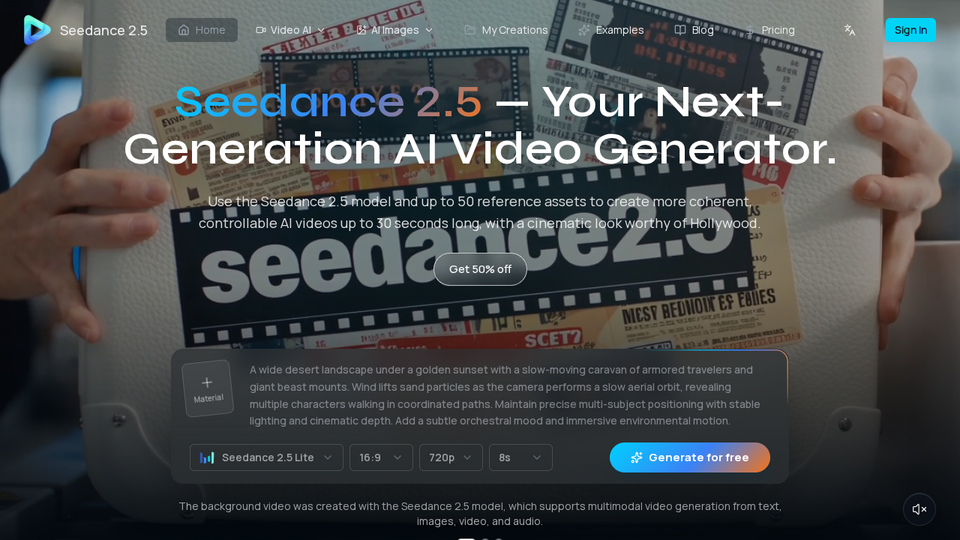 Screenshot of Seedance 2.5