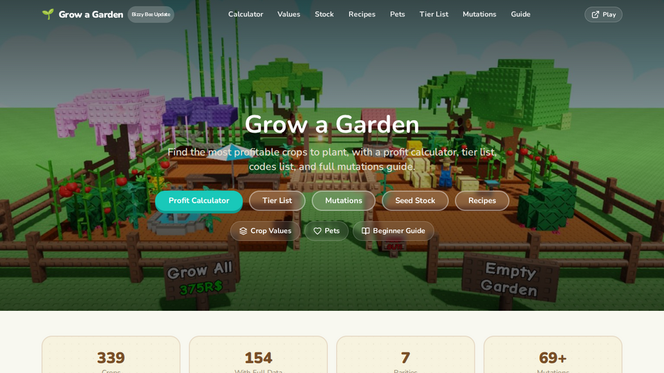 Screenshot of Grow a Garden Guide & To
