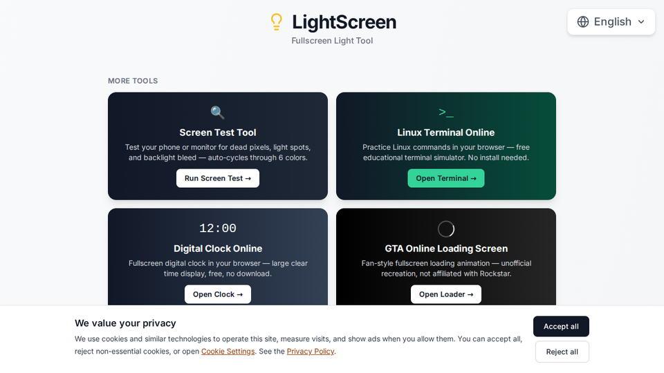 Screenshot of LightScreen