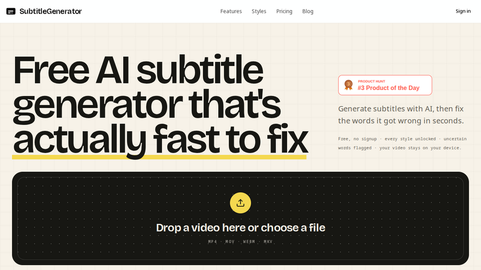 Screenshot of SubtitleGenerator