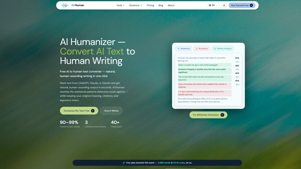 Screenshot of AI2Human