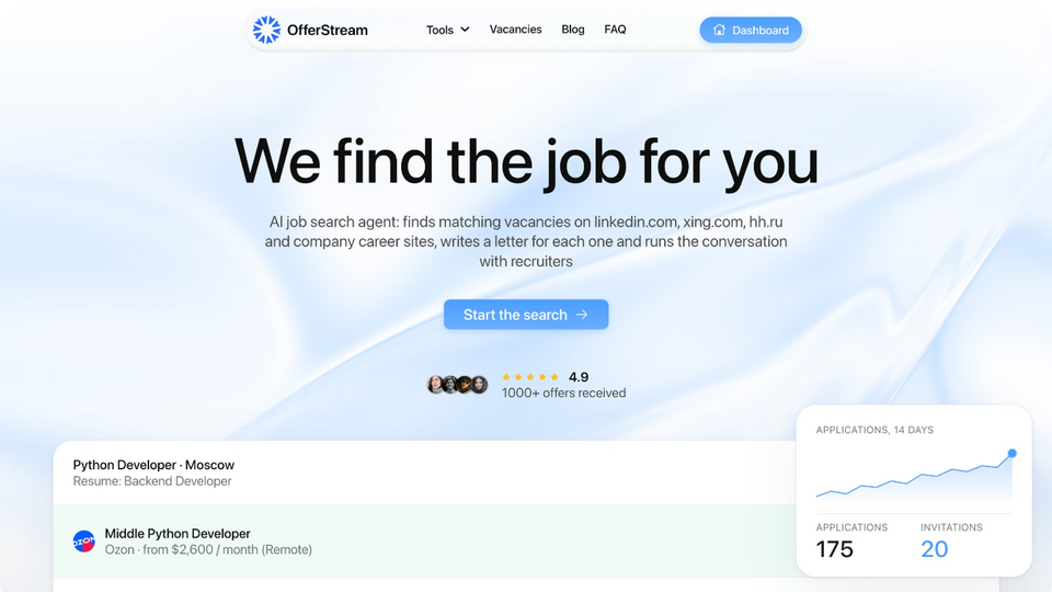 Screenshot of OfferStream