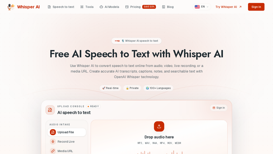 Screenshot of Whisper AI