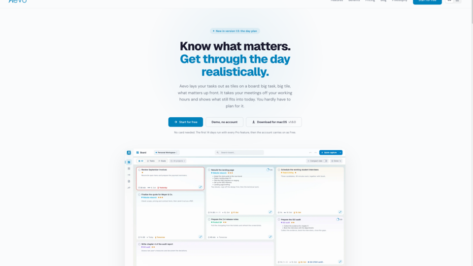 Screenshot of Aevo