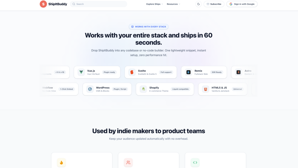 Screenshot of ShipItBuddy